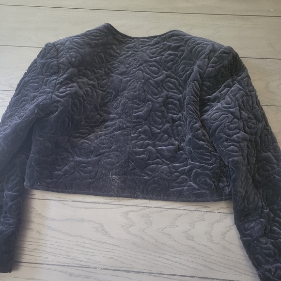 Vintage Womens bolero jacket cropped cardigan black xl - Picture 2 of 4